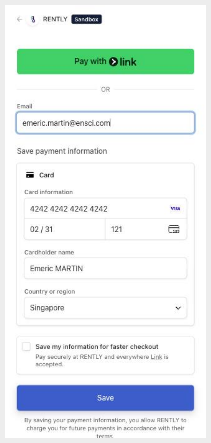 Secure card payment form powered by Stripe